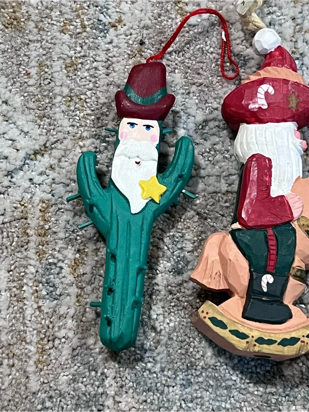 Santa claus wooden hand-painted ornaments cowboy country set of 3 z99